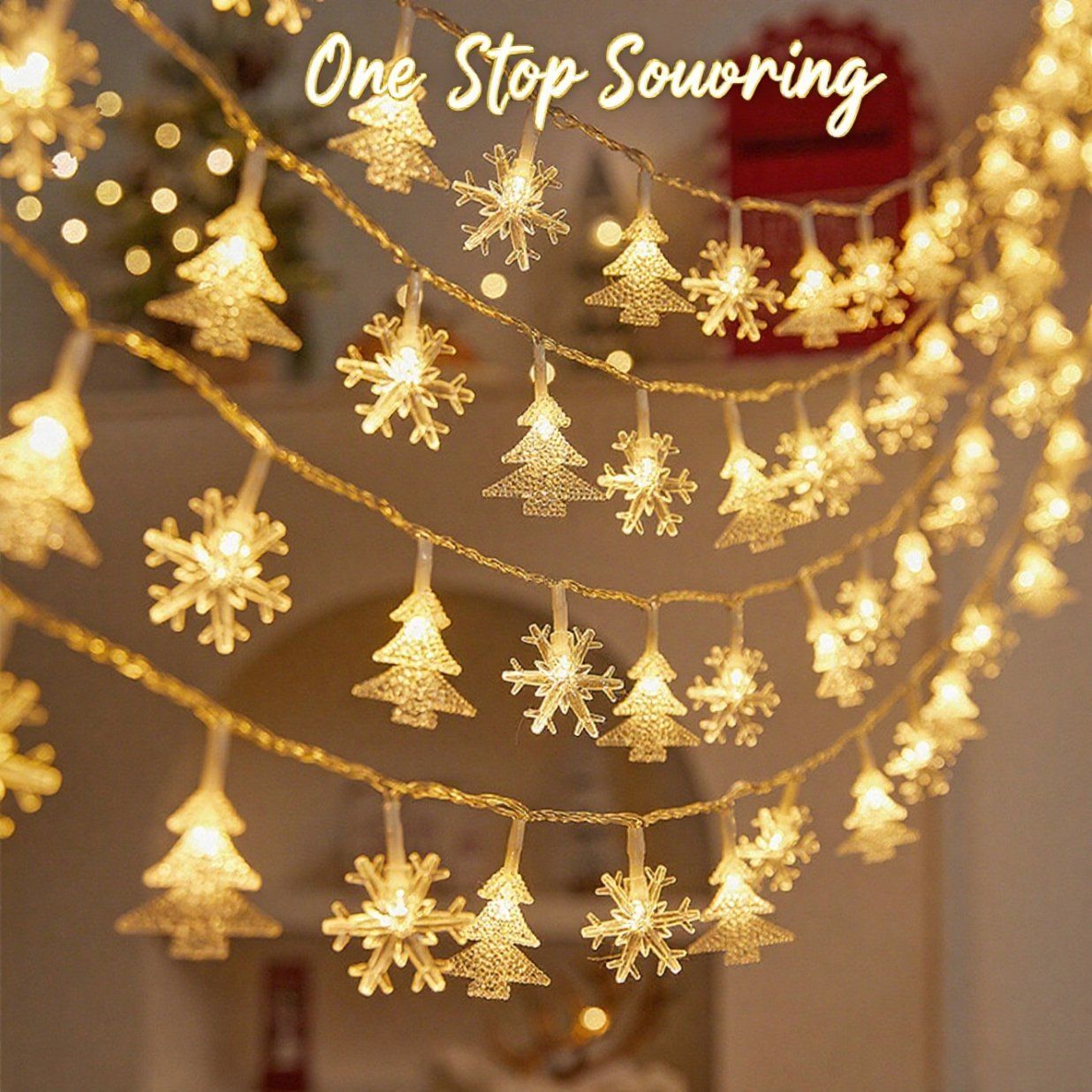 Colorful Wholesale Fashion High Quality LED Christmas Light String Snowflake Christmas Tree Festival Party Home Decoration Accessories for Outdoor Indoor