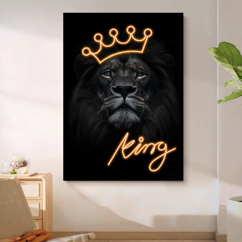 2025 Year Hot Selling 40*60 cm Acrylic LED Painting a Male lion Living Room Wall Art Home Decor Painting