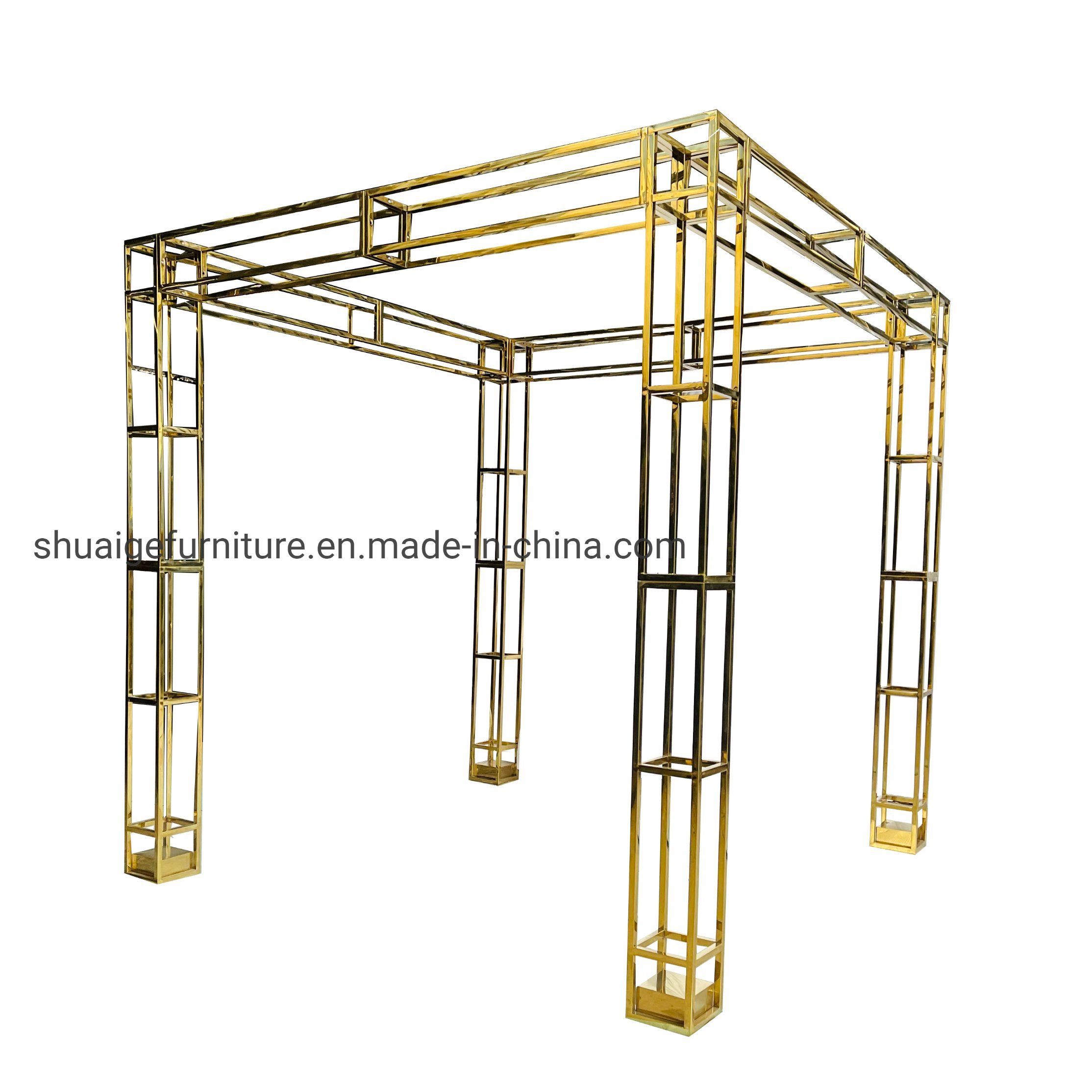 Wedding Furniture Supplier Gold Square Stainless Steel Arch Backdrop