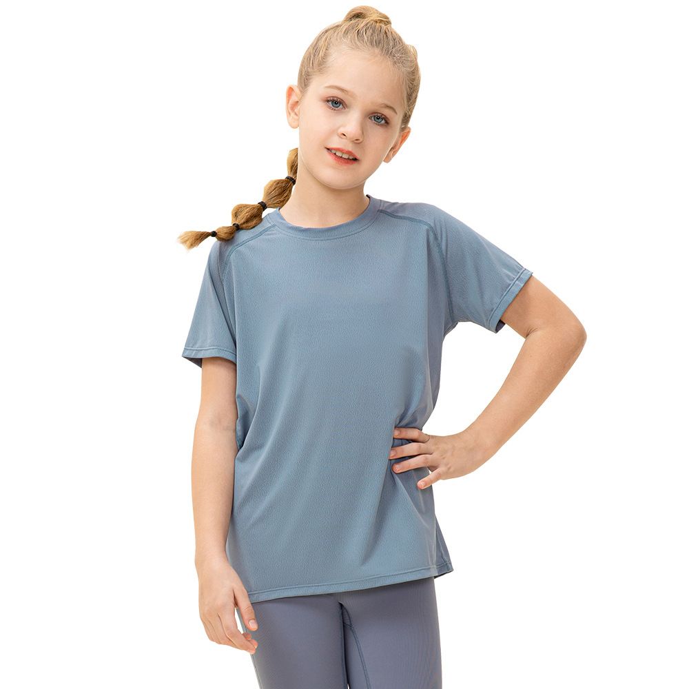 Wholesale Factory Children's Summer Breathable Loose Sports Round Neck Women's Clothing Fast Dry Sweat Wicking Running Fitness Top Short Sleeves T-Shirt