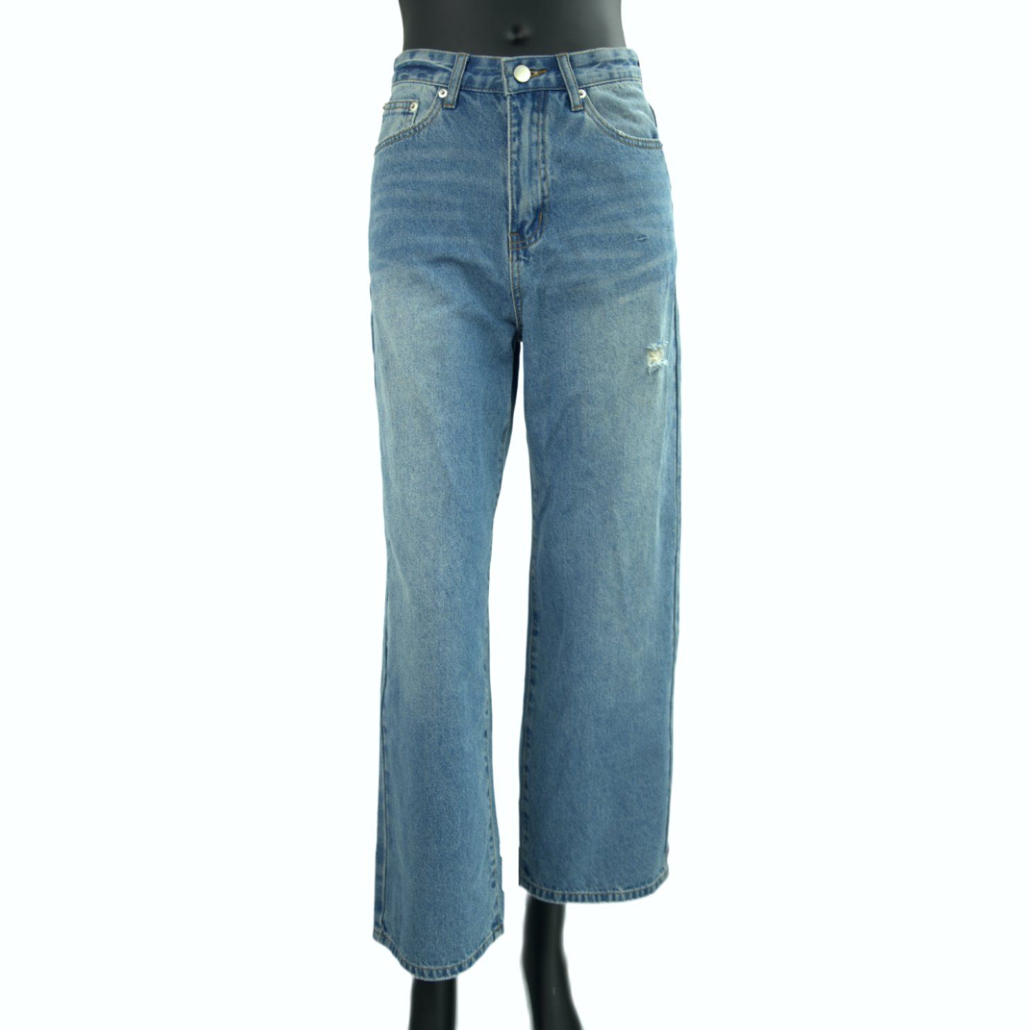 GM06 Stylish Ladies' Pants Women's Wide Leg Frayed Hem Denim Jeans