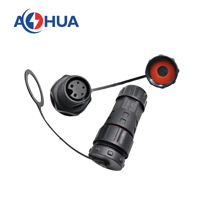 Aohua Connector Sales 2+3 Pin Round Nylon Panel Connector 5 Cores Electric Wire Connector IP67 LED Lighting Power Signal Cable Connector Waterproof