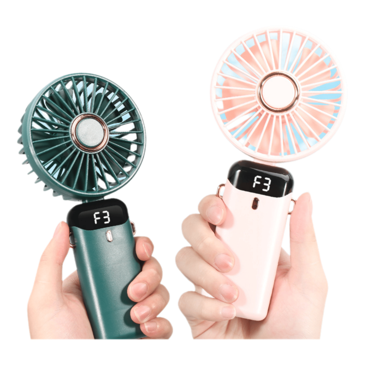 New Wholesale Outdoor Camping Mini Handheld Portable Air Cooling Electric LED Digital Display Folding Desk Stand Fan