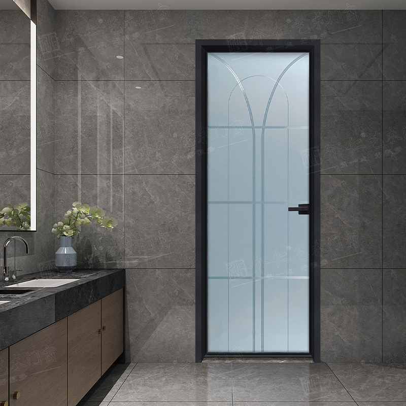 Minimalist Design Slim Frame Aluminum Casement Swing Glass Interior Door