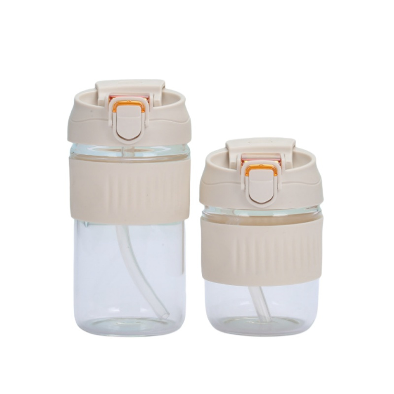 Home Accessories 12oz Glass Bottle Portable Glass Coffee Cup 18oz Clear Glass Water Tumbler Mug with Lid