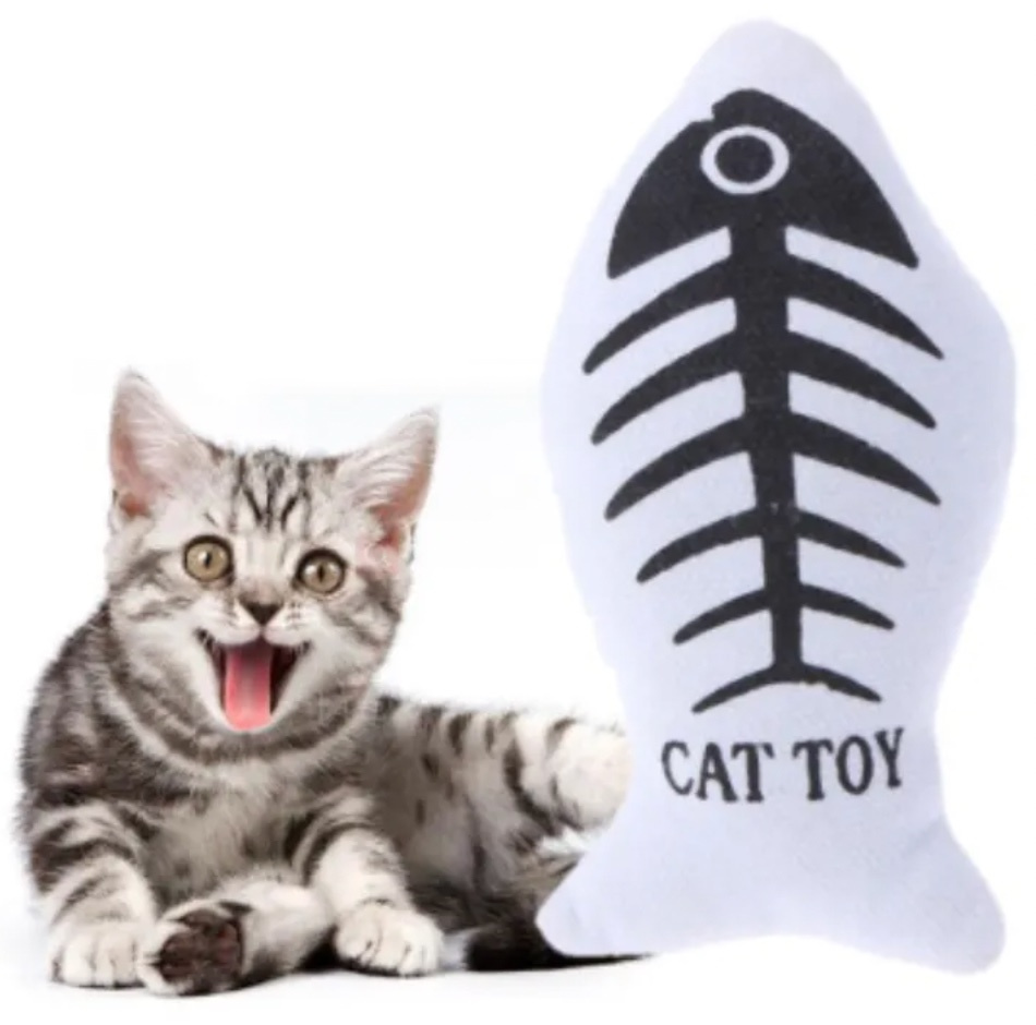 Hot Selling in Stock Canvas Interactive Catnip Toys Fish Shape Plush Cat Toy