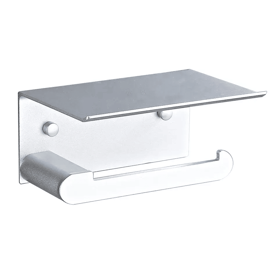 Modern Design Space Aluminum Toilet Paper Holder Bathroom Hotel Roll Paper Holder Aluminum Toilet Paper Holder with 16 Cm Shelf