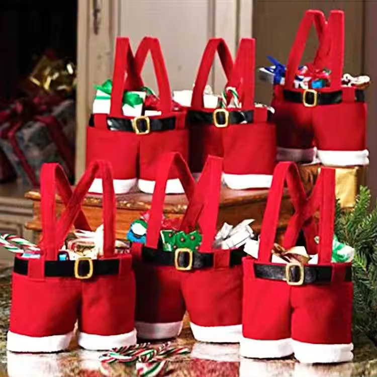New 2020 Santa Claus Pants Candy Bag Christmas Decorations For Home Christmas Bag Cute Kids Gift Wedding Gift