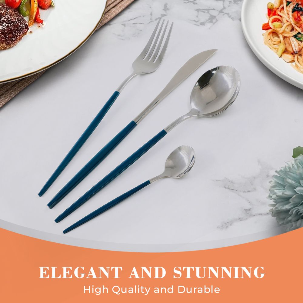 Factory Wholesale Dinner Knife Fork Spoon Set Stainless Steel Gold Cutlery Set