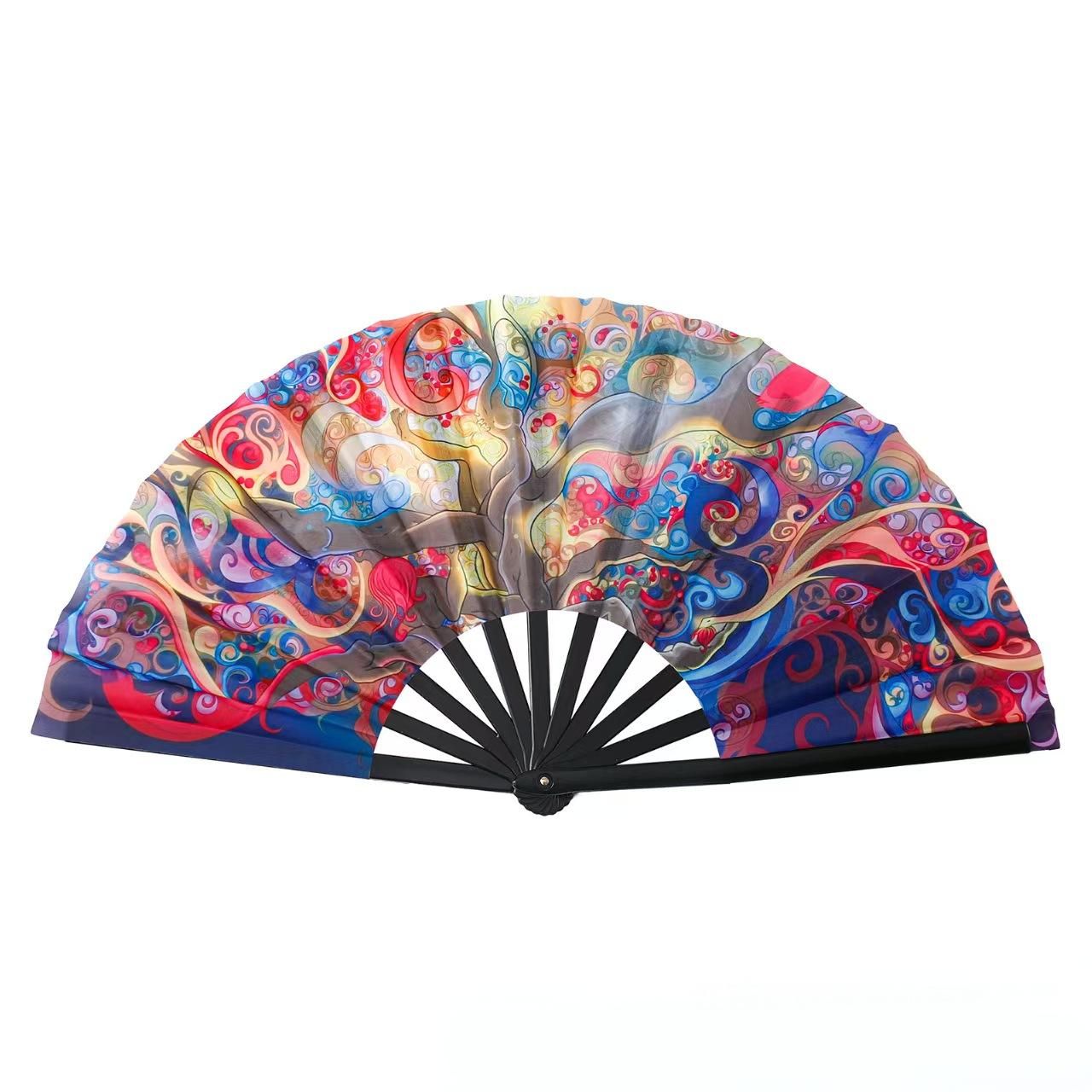 Flower Pattern Nylon Material for Party Bamboo Clacking Hand Fan