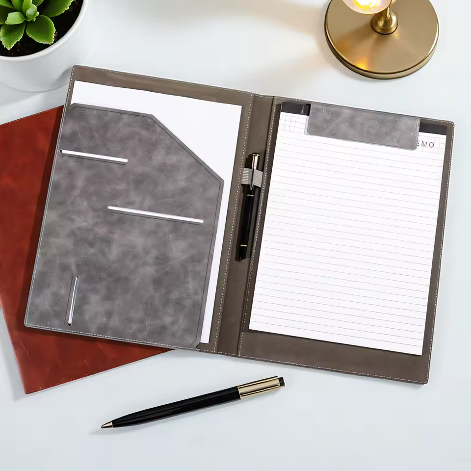 Multipurpose Premium Pu Leather A4 Document Folder Customized Multi-slots Thicken Contract Folder For Business Market Conference