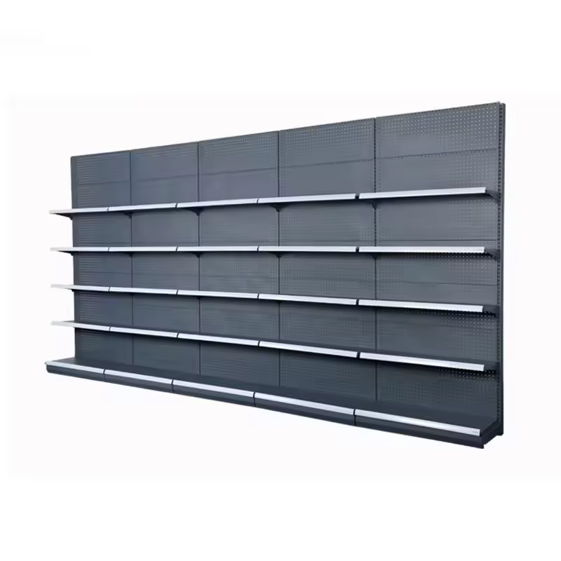 Supermarket Shop Mall Metal Display Shelf Gondola Shelving Customized Design