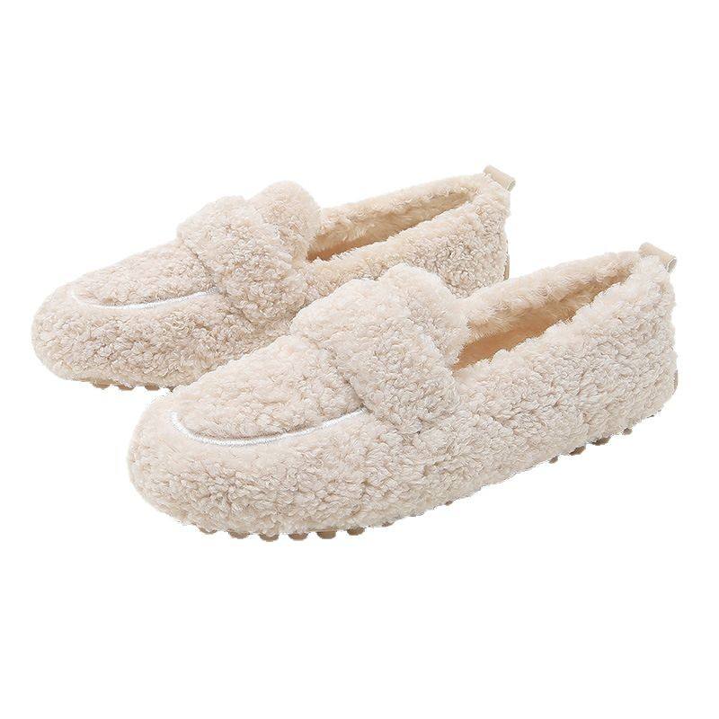 Manufacture Warm Breathable Women's Lambskin Flat Cotton Shoes Winter Casual Shoes for Ladies