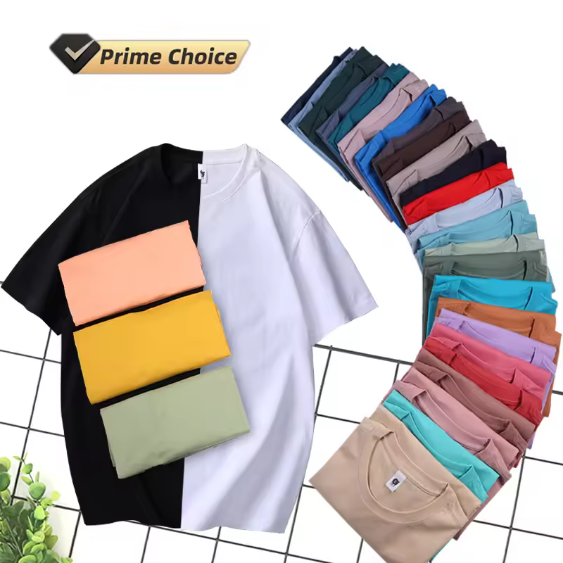 In Stock 30 Colours 240g Cotton Round Neck Short Sleeve T-shirt Drop Shoulder Style Body Shirt Oversize Blank Shirt
