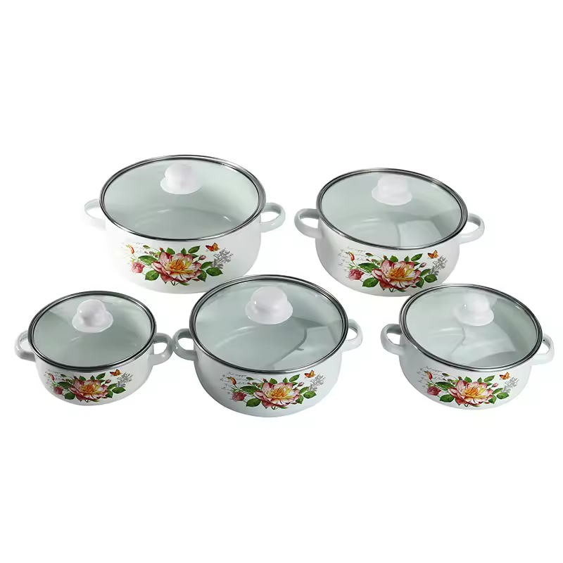 Premium High Quality 18/20/22/24/26cm Cast Iron Enamel Cookware Pot Set Kitchen Cooking Premium Metal Pot