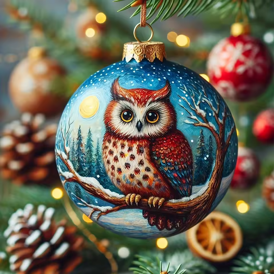 1pc 5d Diy Christmas Decor Diamond Painting 30*30cm Round Drill Owl Full Acrylic Diamond Paintings Home Decor