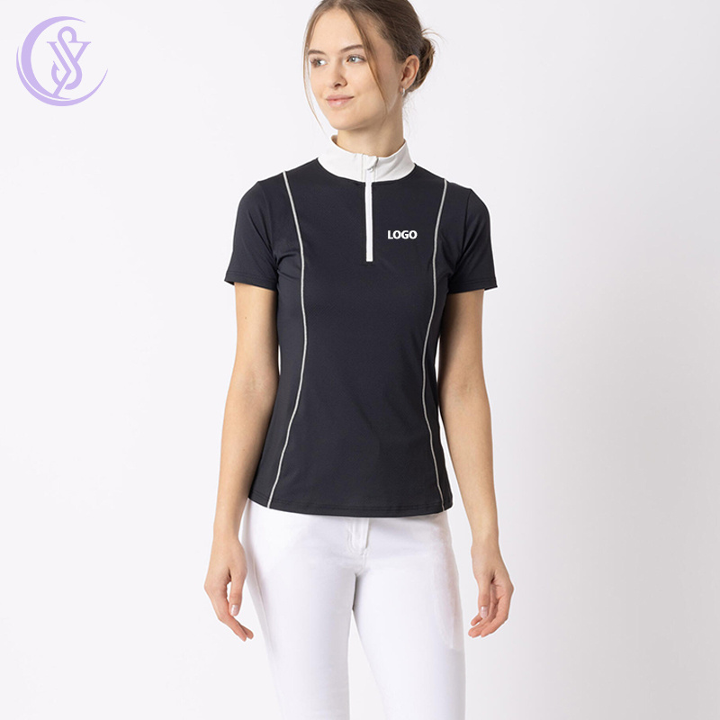OEM Direct Factory Quick Dry Cooling Feeling Mesh Fabric Equestrian Wear Clothing Horse Riding Base Layer Short Sleeve