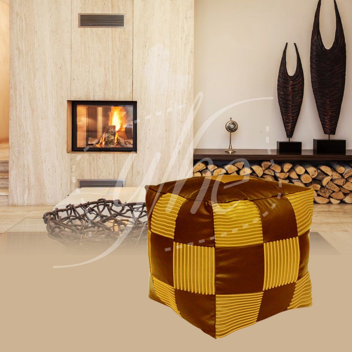 Lazy Bone Chair, Cube Bean Bag, Faux Leather