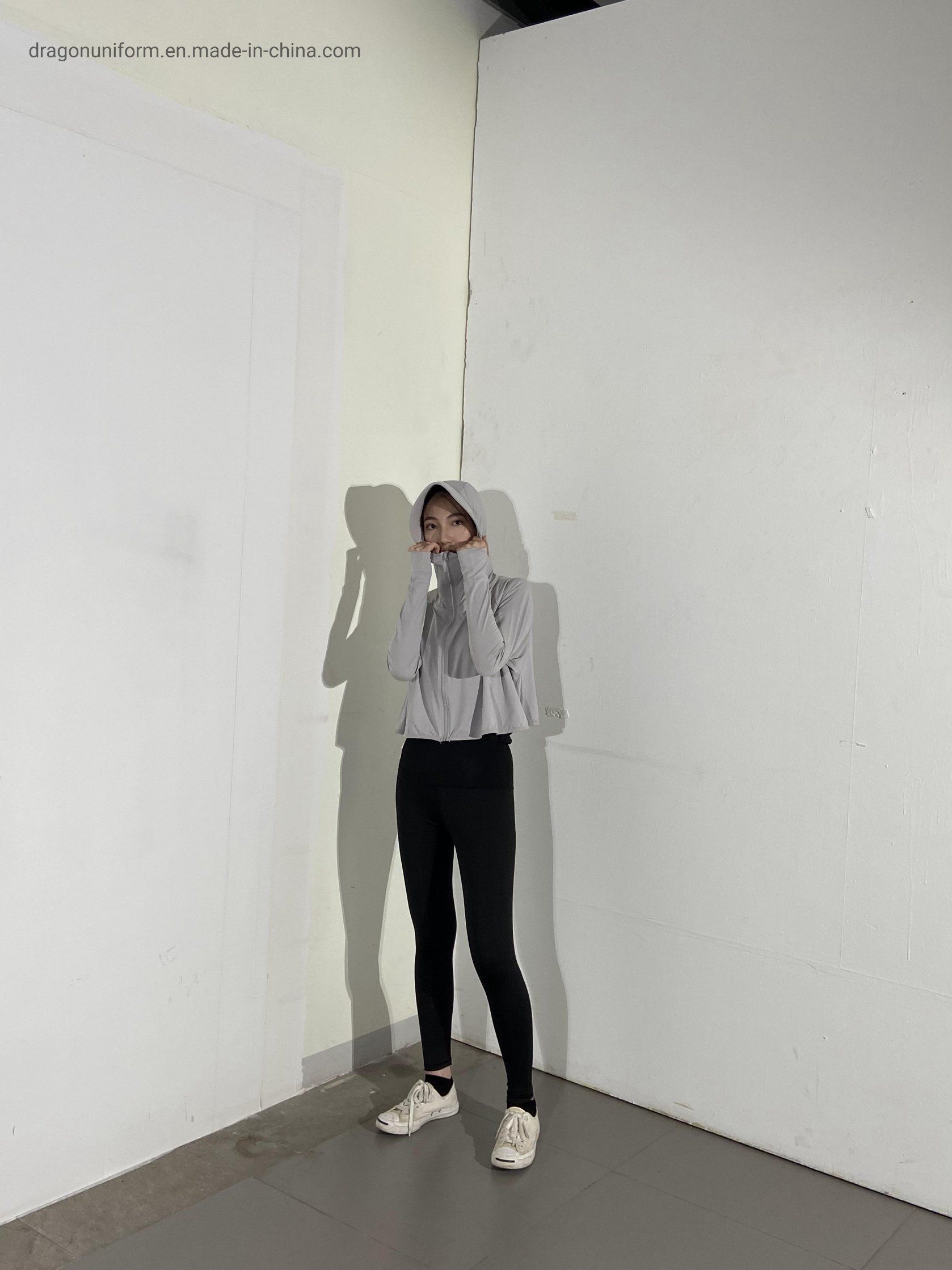 Fama Factory Blank Gray Windbreaker with Logo Wind Breaker Jackets for Women