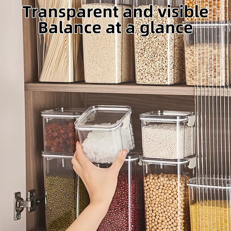 Wholesale Transparent Pet Clear Plastic Jar Set 4-Kind Kitchen Pantry Containers Boxed Storage Food Kitchen Accessories Grains