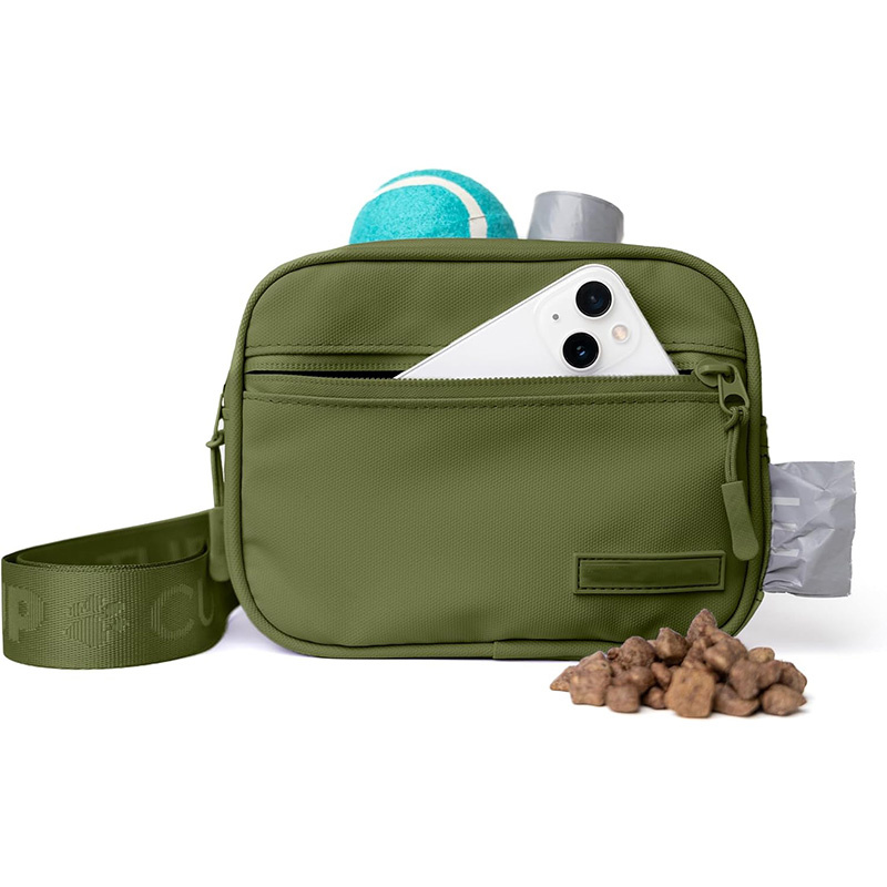 Cross Body Dog Training Treat Pouch, Built-in Poop Bag Dispenser & Used Bag Holder