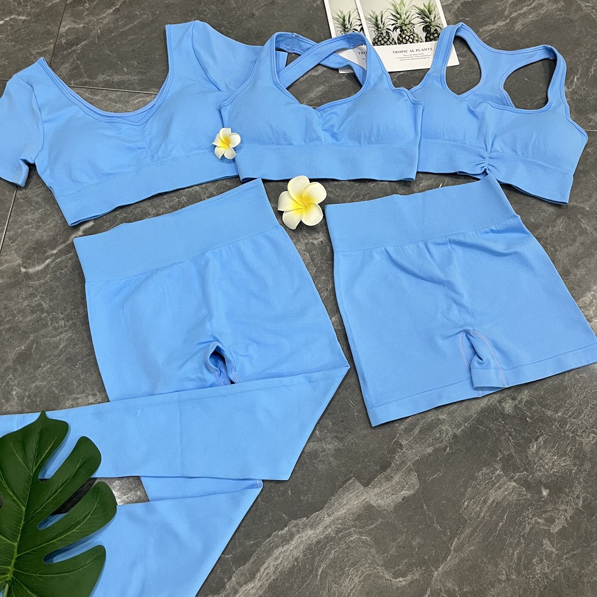 OEM/ODM Factory Direct Sale Womens Streetwear Ropa De Yoga Sporty Clothing for Running Girls, 5 Piece Set Seamless Body Shaping Boxing Outfits Athletic Apparel