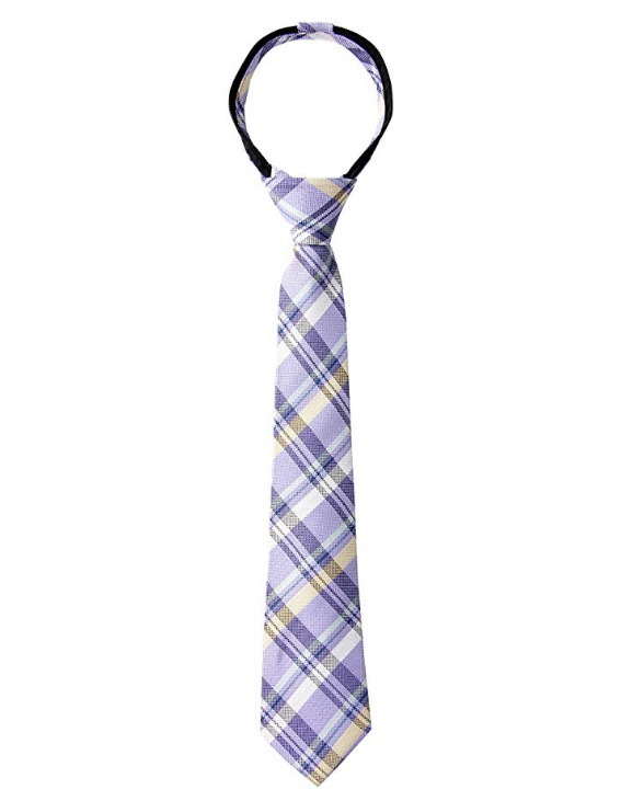 Cheap Fashion Polyester Silk Uniform Kids Lattice Tie with Elastic Cord with Any Logo