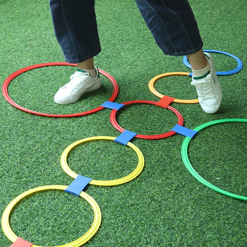 Sensory Integration Training Agility Circle, Hopscotch Toy, Creative Jigsaw Toys, Soft PVC Color Jump Ring