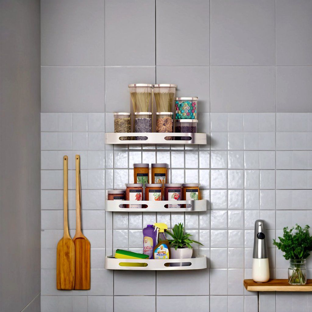 Multi-Purpose Efficient Home Storage Triangular Corner Metal Bathroom Shower Caddy Spice Organizer Shelf Rack