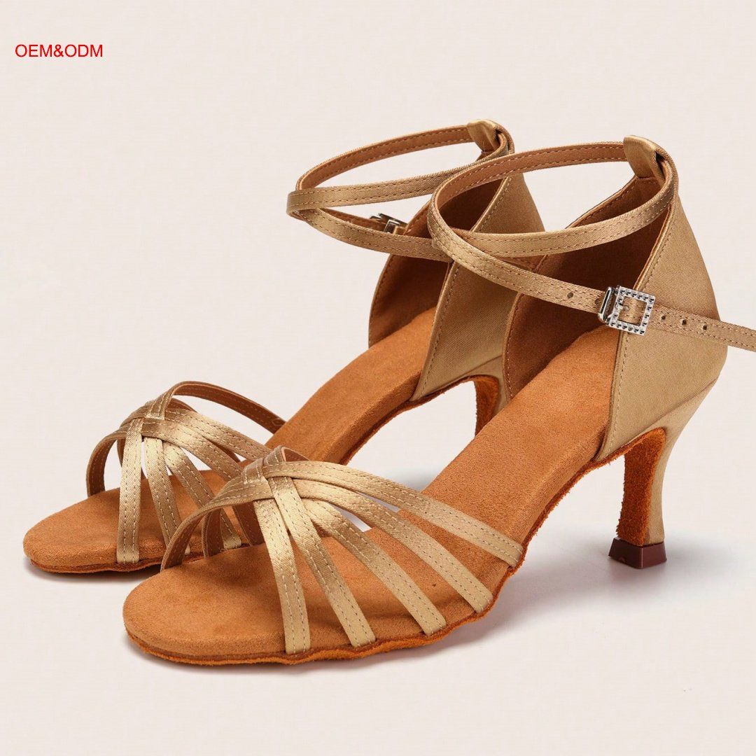 Wholesale Women Latin Shoes Satin Soft Bottom Ladies Ballroom Salsa Dance Shoes