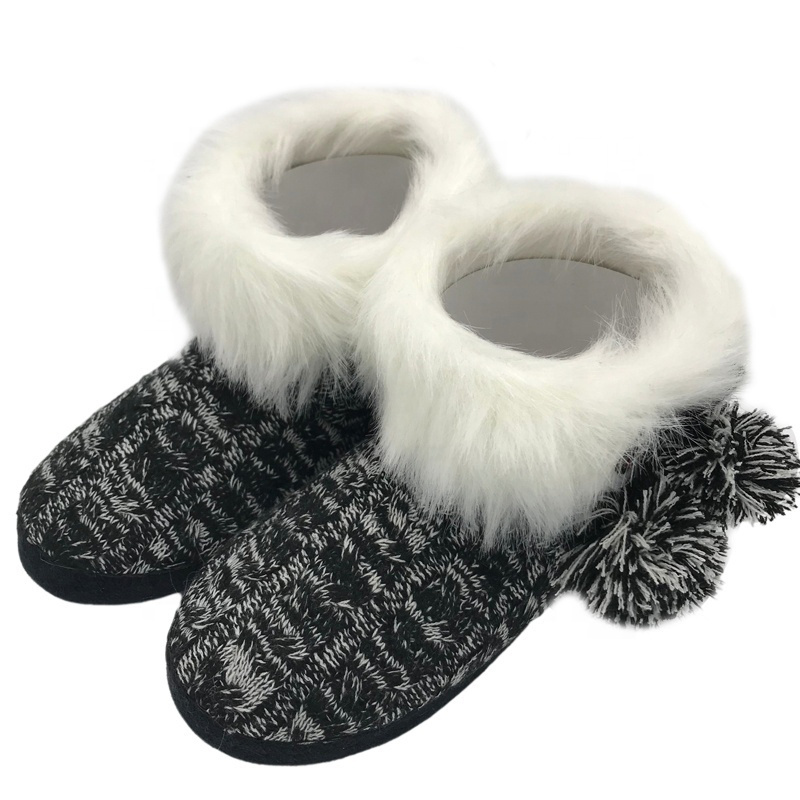 Latest High Quality Fashion Fur Lining Knitted Boots Ladies Boots