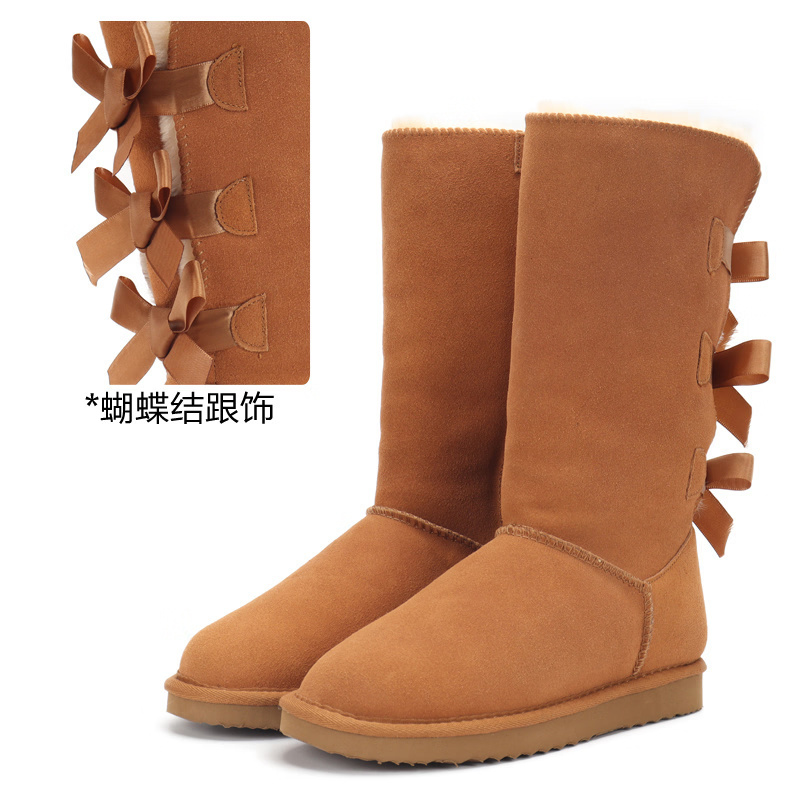 Women's Shoes Leather Boots Warm Knee High Fur Snow Shoes Uugg 1: 1 Refined Replica Product