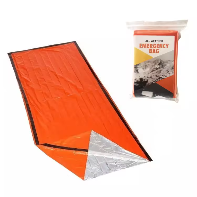 Firstime High Quality Keep Warm Camping Outdoor Emergency Bivy Sack Sleeping Bag With Drawstring Pouch Survival Whistle