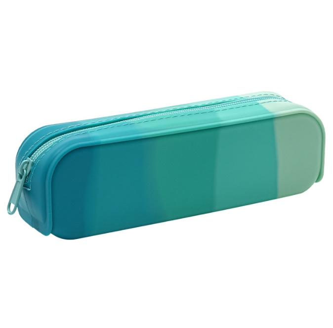 Fashionable School Gradient Zipper Silicone Pencil Case Bag