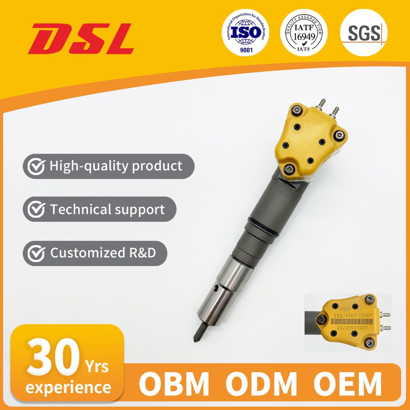 High-Quality 232-1167 20r-5392 Fuel Injector 2321167 20r5392 Suitable for 3412e Engine