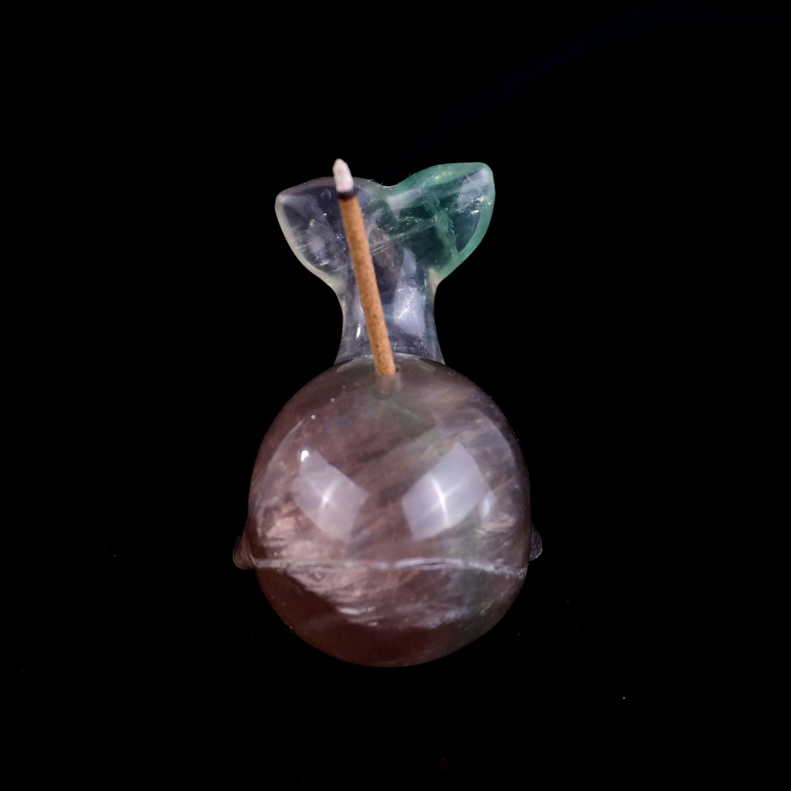 Natural Crystal Fluorite Cute Whale Sculpture Incense Holder Gemstone Whale Incense Burner for Crystal Healing