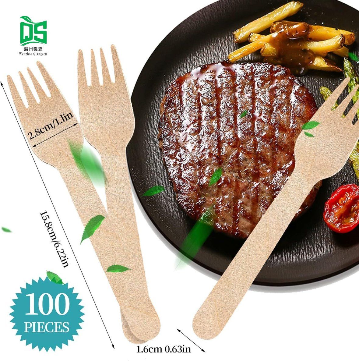 Eco-Friendly Biodegradable Disposable Birch Wood Wooden Cutlery Spork