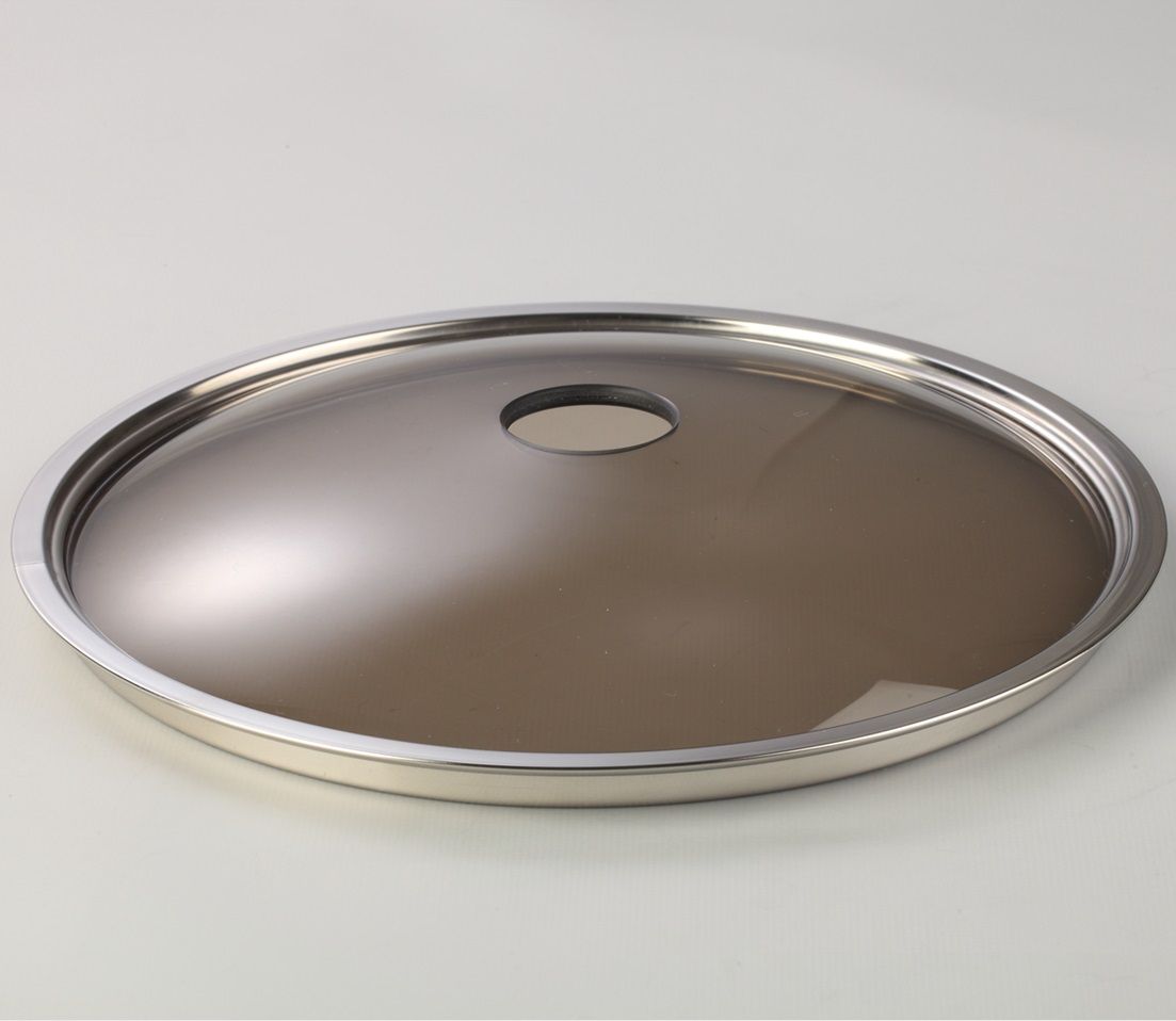 Hot Selling 5mm Brown Tempered Glass Pot Lid with Big Central Hole for Cookware Pans