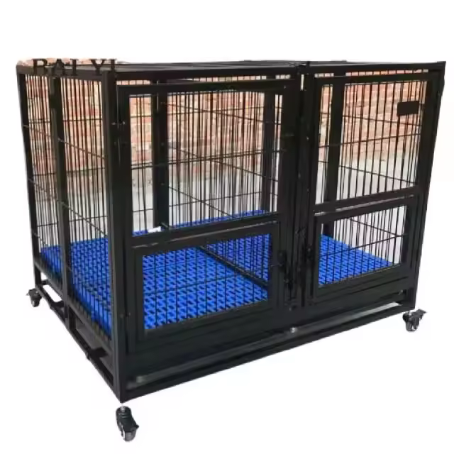 2025 Hot Sale Heavy Duty Modern Square Tube Kennel Cages Plastic Tray Box Powder-coated Metal Dog Enclosures For Bullys