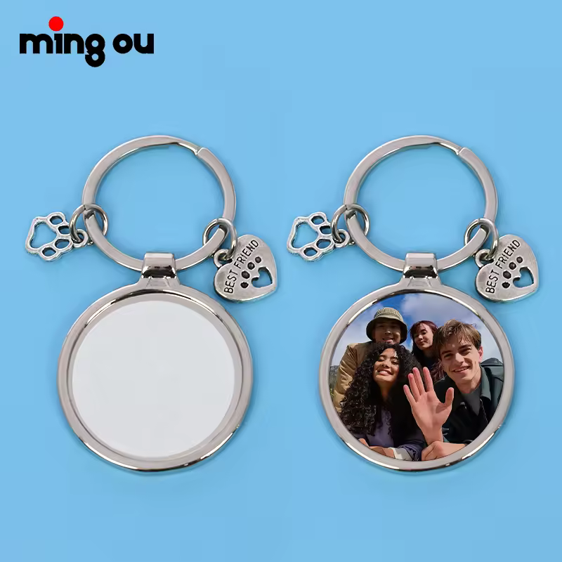 Low Moq Sublimation Keychain Blank Pet's Picture Fast Custom Gift Engraved Tel Number Photo Anti Lost Metal Keychain