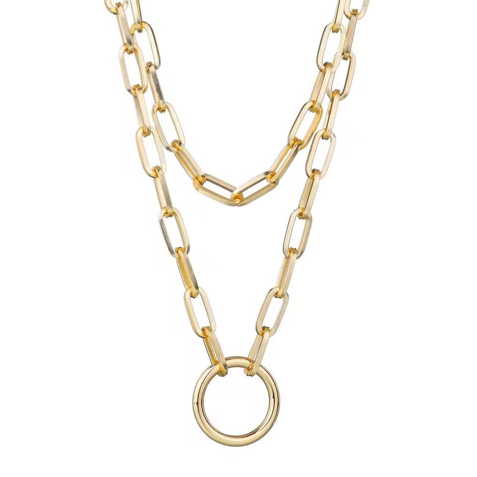 Circle Gothic Chain Necklace Double Layer Choker Collar Goth Heart Pendant Necklace Women Gothic Emo Kawaii Witch Rave Jewelry