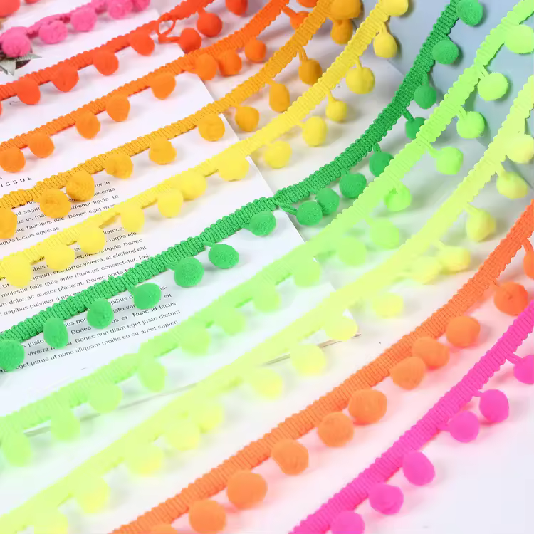 Hot Sale Factory Sale Bulk Stock 35 Color Decorative 1.3cm Ball Pom Pom Lace Trim For Clothing