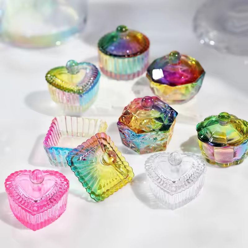 Multi-style Glass Crystal Cup Nail Dappen Dish Cup With Lid Crystal Acrylic Powder Nail Cup