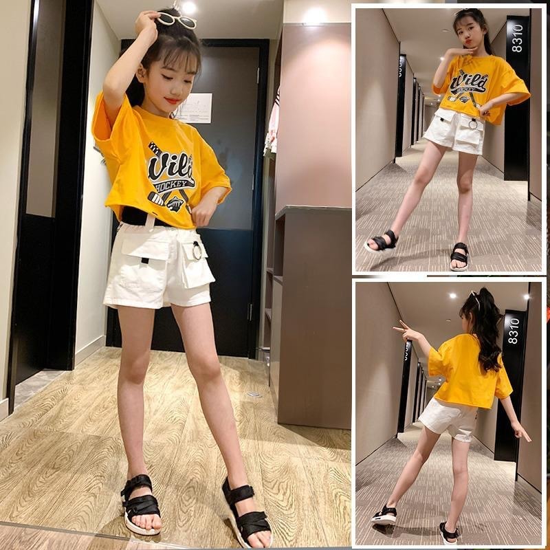 Wholesale Hot Fashion Summer Kids Clothes Short Sleeve Suit Shorts Bag 2PCS Little Girls Clothes Set for Kids Outfit