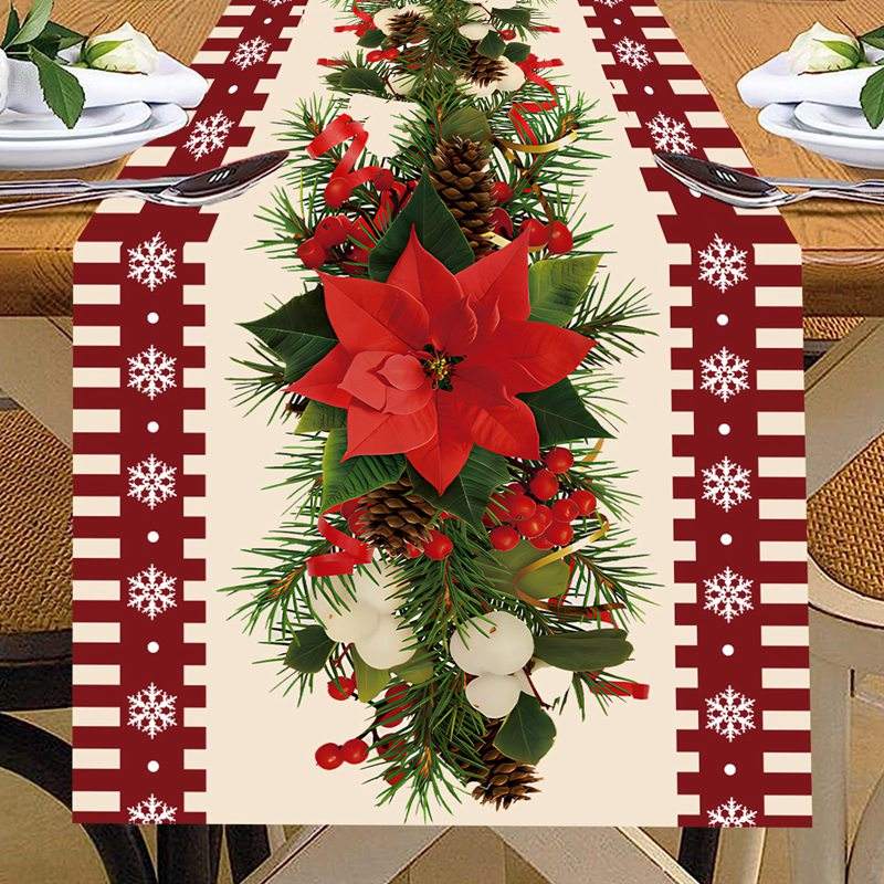 Christmas Table Runner Merry Christmas Decorations 2023 for Home Tablecloth Navidad Noel Kerst Xmas Gifts New Year 2024 Natal