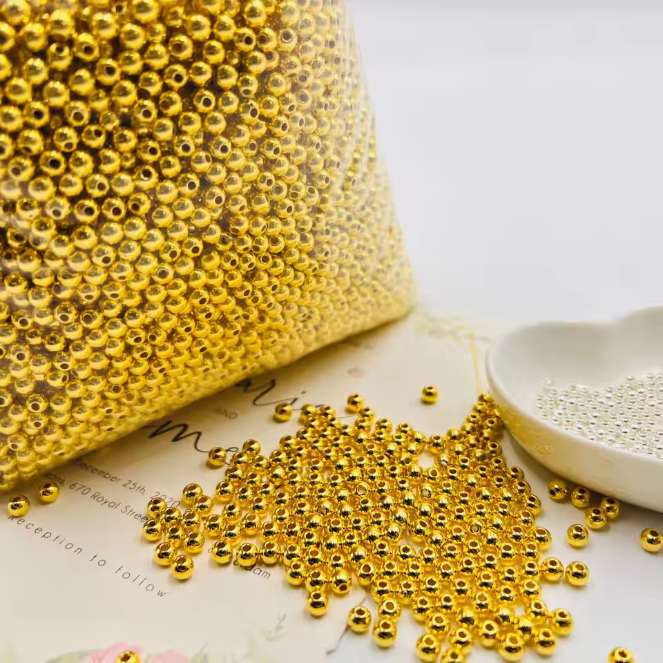 High Quality 500g Bag Abs Gold And Silver Spacer Beads For Jewelry Making Diy Ccb Round Bead