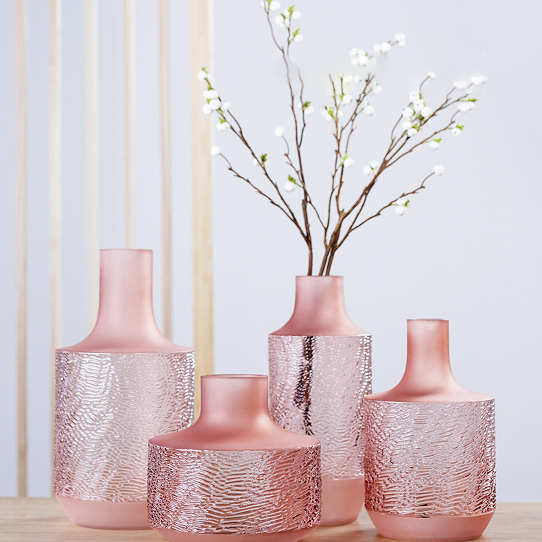 Creative Cylinder Double Gray Corrugated Glass Vase