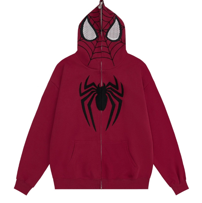 2024 New Trend Ready to Ship Loose Spider Fleece French Terry Streetwear Sp5der Y2K Zip Hoodie with Multiple Colors