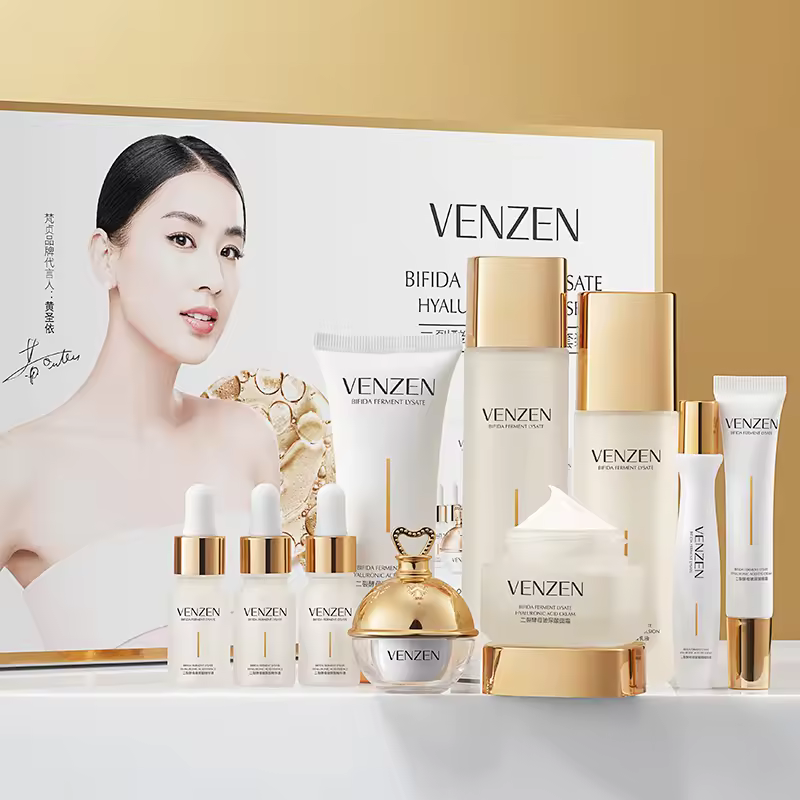 Veze Oem Beauty Products Facial Cleanser Toner Collagen Yeast Hyaluronic Acid Essence Whitening Skin Care Set Private Label