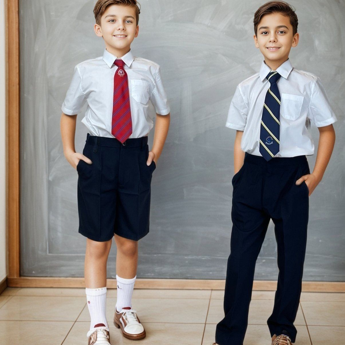 Black Middle School Uniforms Bottoms Navy Blue Pants Boys Flat Front Trousers School Uniform